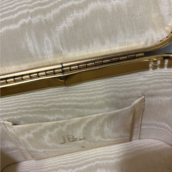 Vintage JR Flordia USA-Box Style Black and Gold Women's Handbag w/ Lucite Handle - Picture 6 of 9